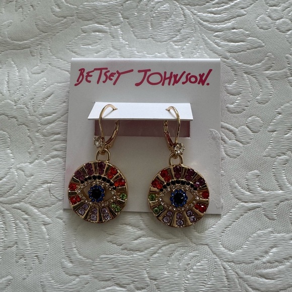 Betsey Johnson Evil Eye Multi Crystal Drop Earrings - Picture 2 of 2
